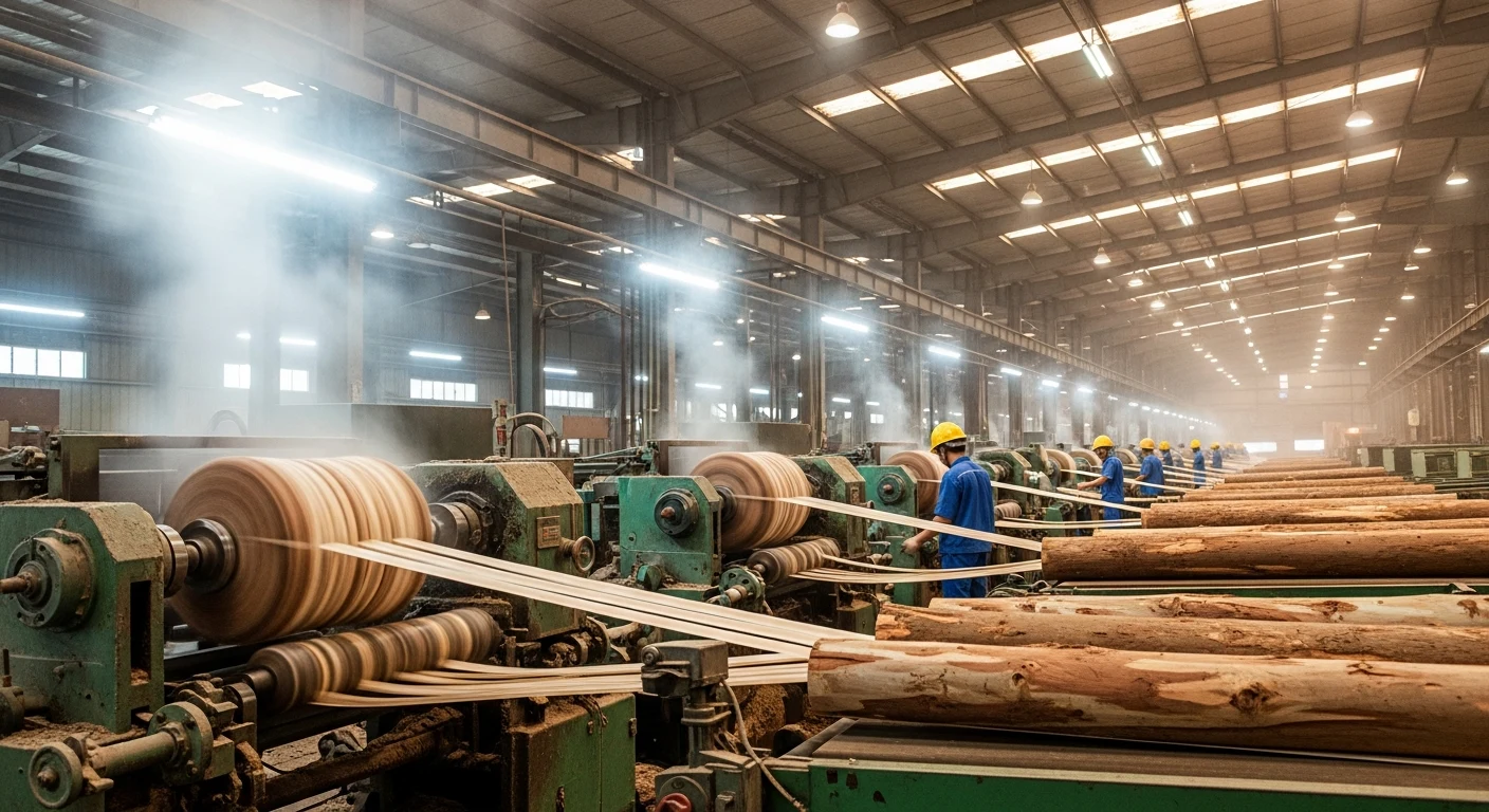 Plywood manufacturing hot press line — Vietnam factory HCPLY northern production
