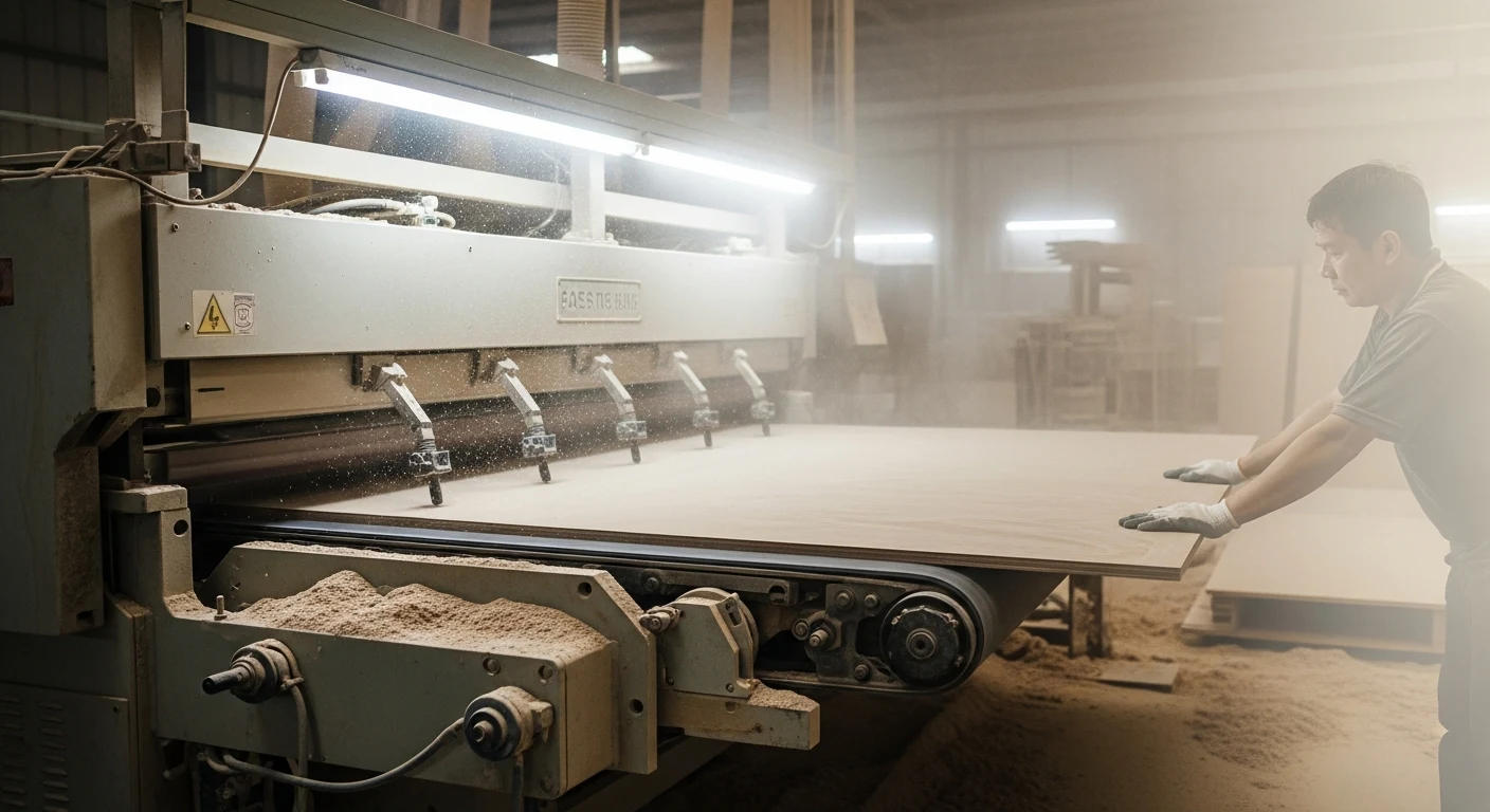 Vietnam plywood sanding line — factory quality control surface calibration export grade HCPLY